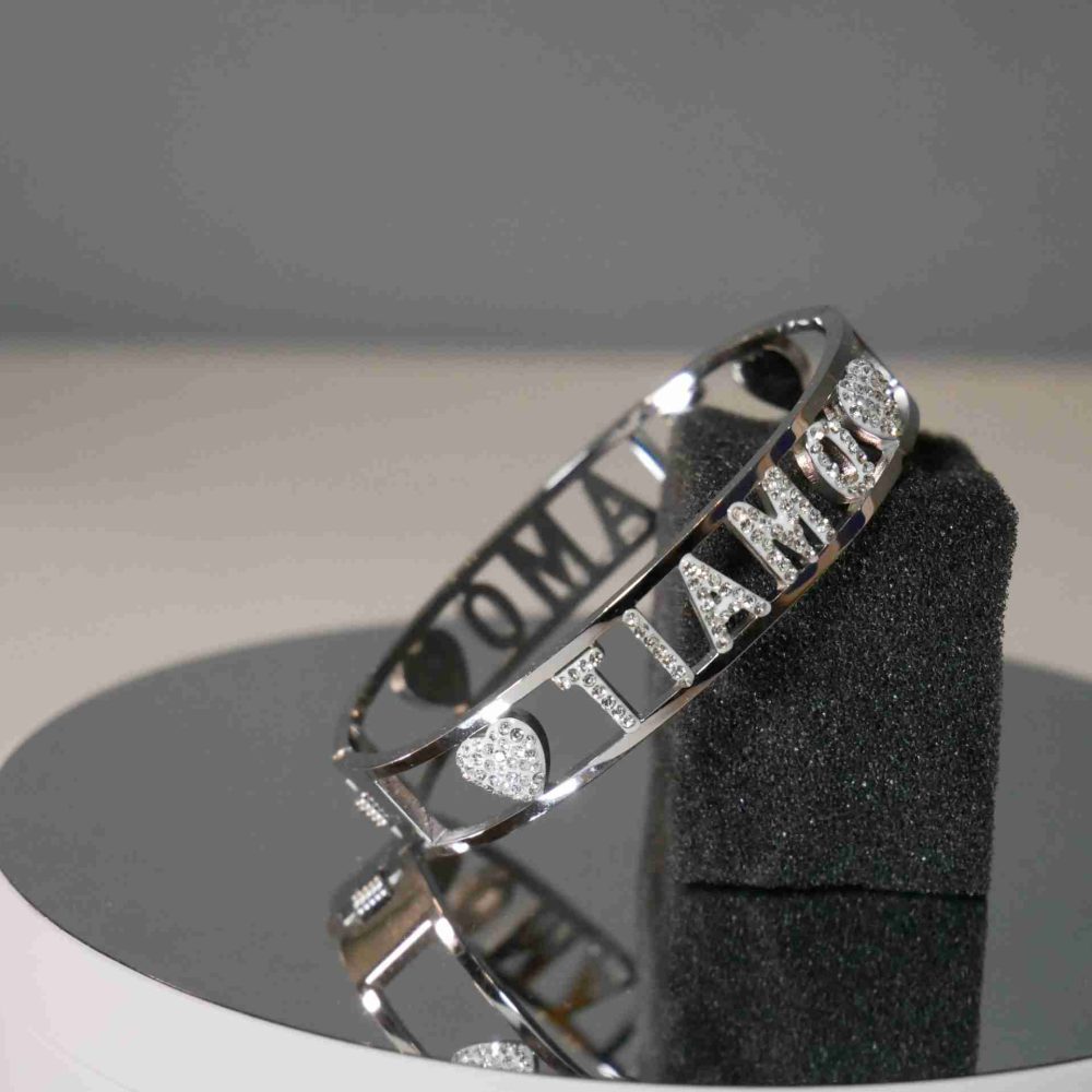 Bracciale Frase Personalizzata con strass in acciaio