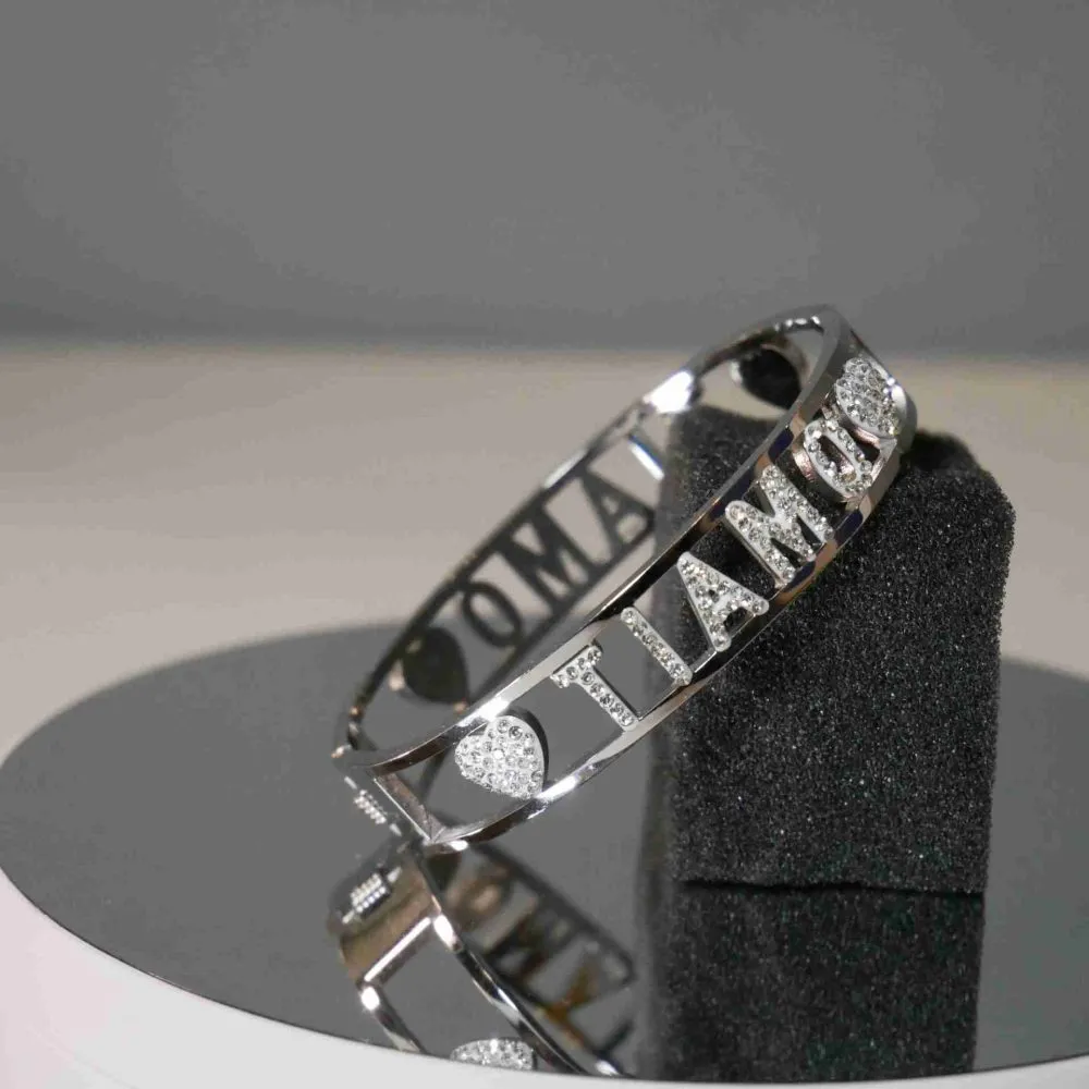 Bracciale Frase Personalizzata con strass in acciaio