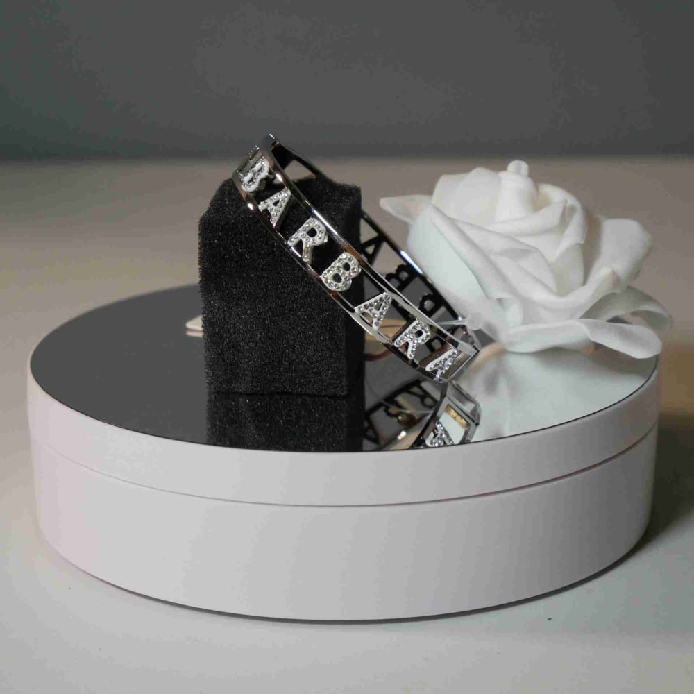 Braccialetto Nome personalizzato Acciaio con strass