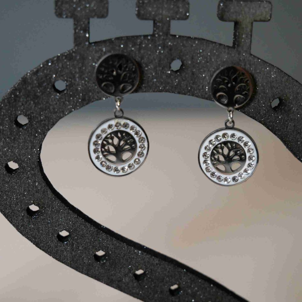 Orecchini con albero della vita e strass
