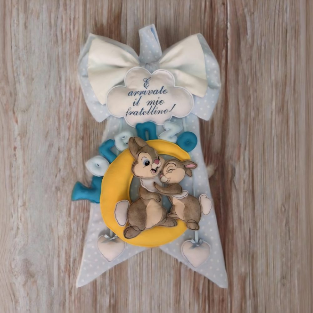 Fiocco nascita Bambino /bambina con personaggio e nome personalizzato