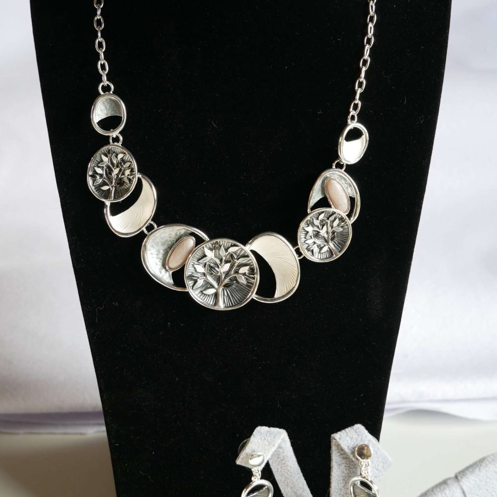 set-collana-orecchini-albero-della-vita-ottone-smaltato-grigio