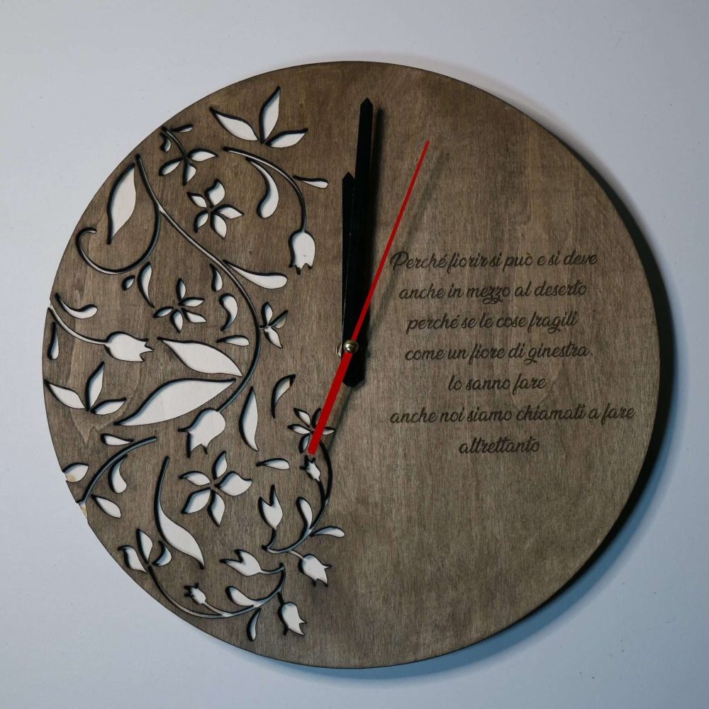 Orologio legno floreale