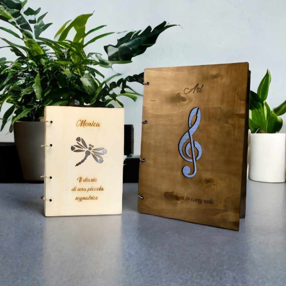 Agenda, Diario ad anelli in Legno A4-A5 - Idea Regalo con nome e frasi personalizzabili