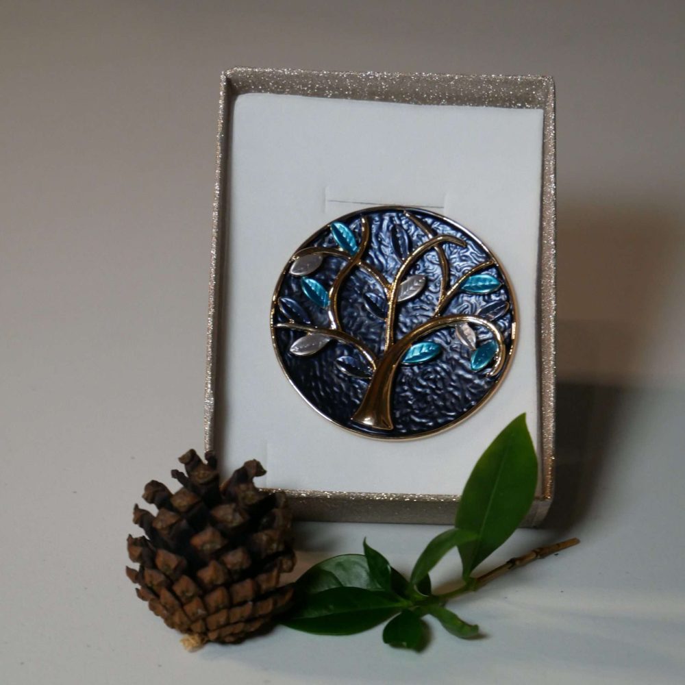 Spilla albero della vita in ottone smaltato