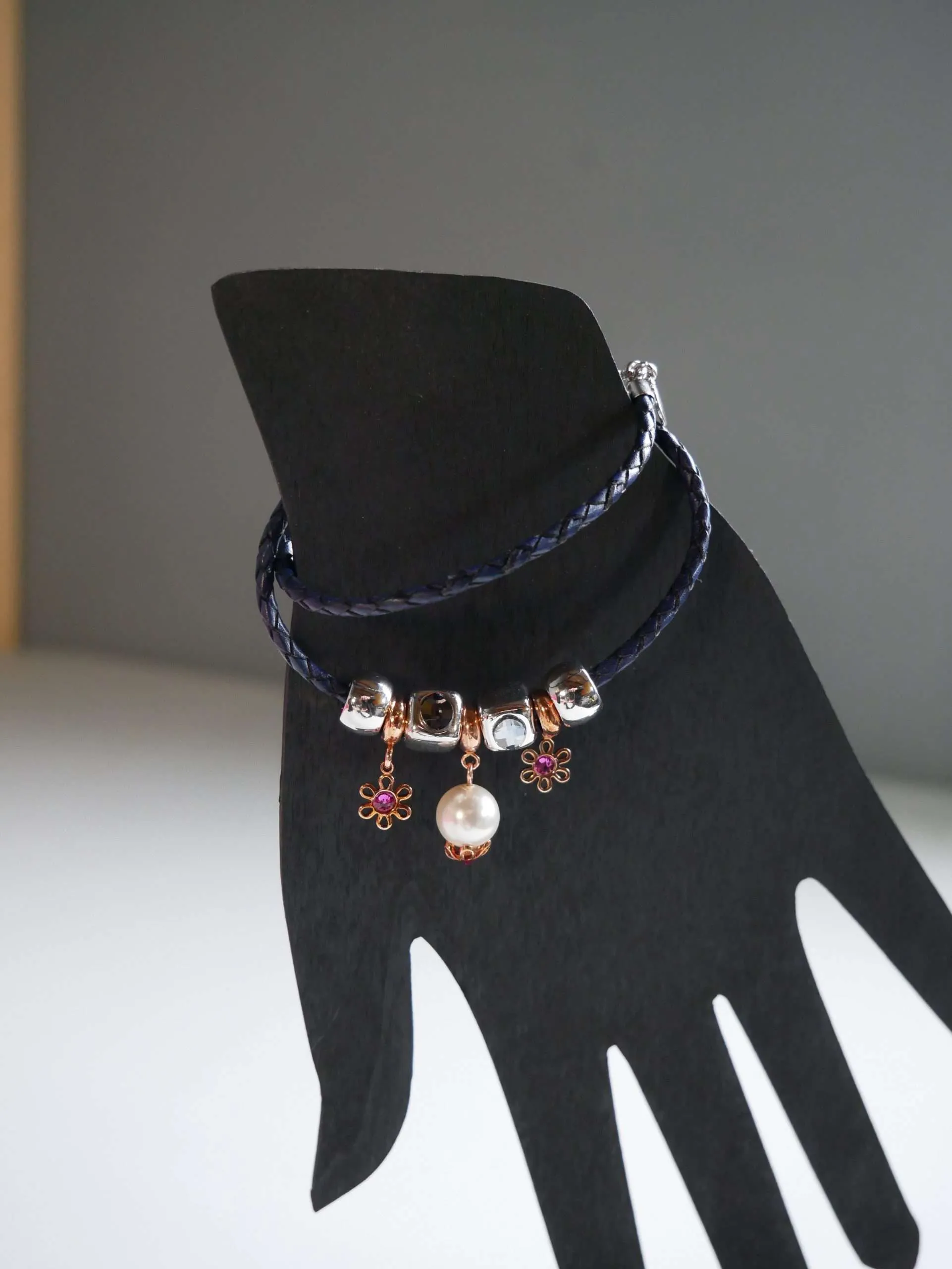 Bracciale/girocollo con perla e pietre Swarovski- color oro e argento - Image 3