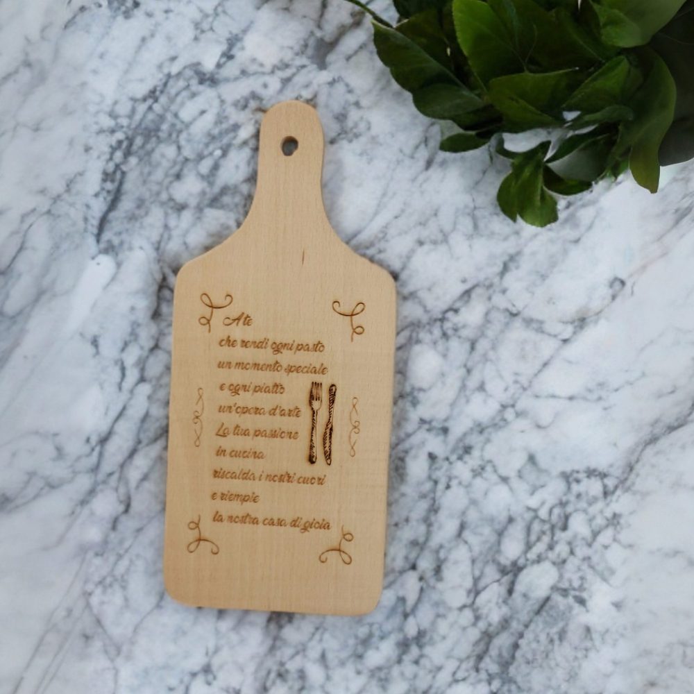Tagliere in Legno con Frase Personalizzata incisa