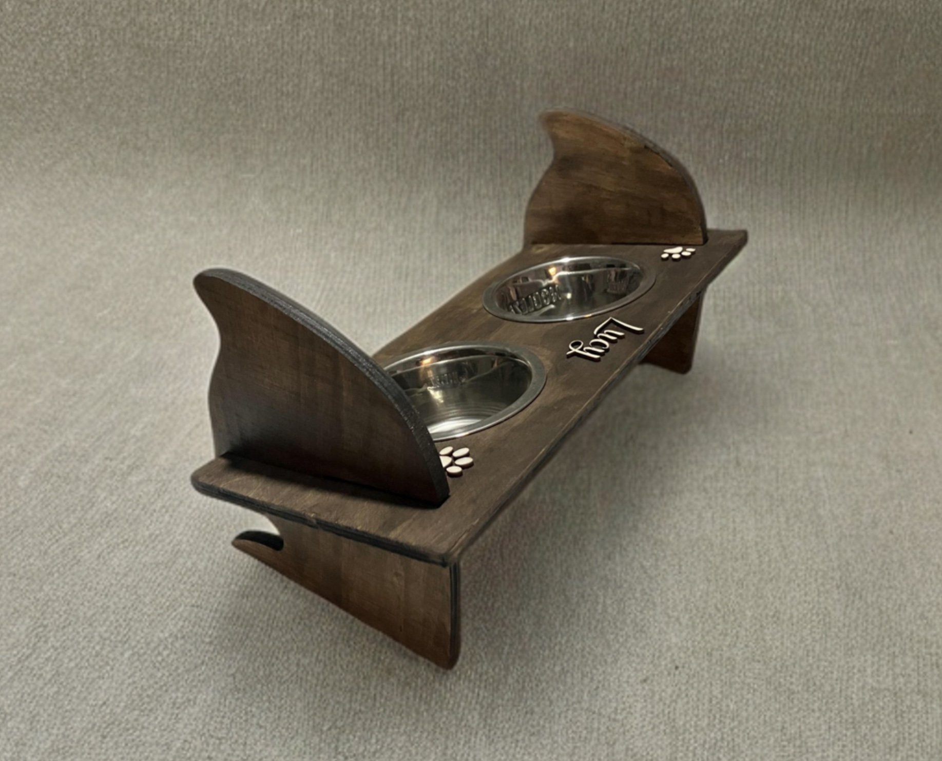 Ciotole in Acciaio con Stand in Legno Personalizzato per Gatto - immagine 3