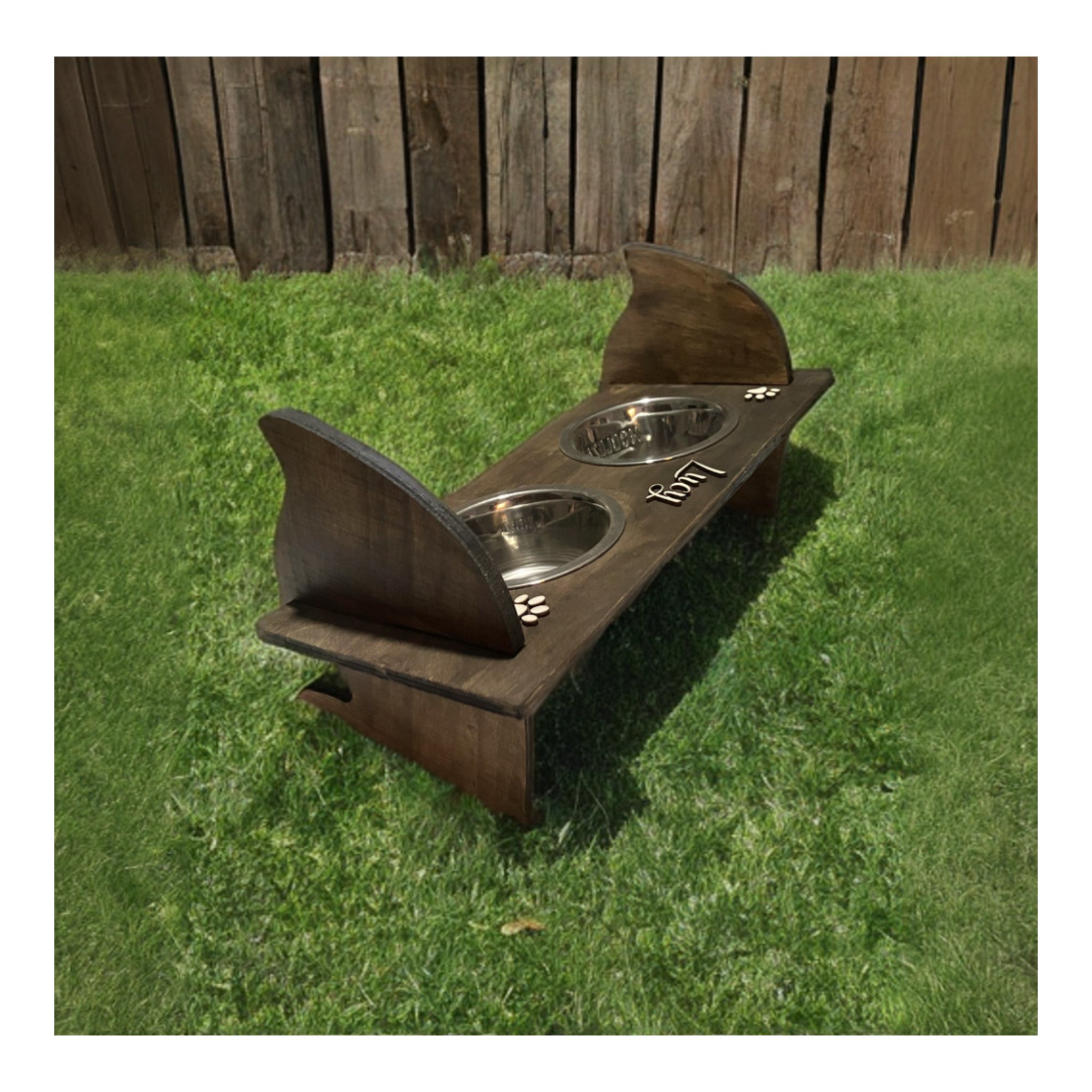 Ciotole in Acciaio con Stand in Legno Personalizzato per Gatto - immagine 4