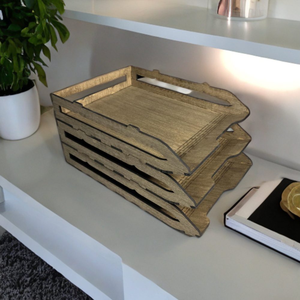 Organizer Documenti in Legno - Set da 3 Pezzi
