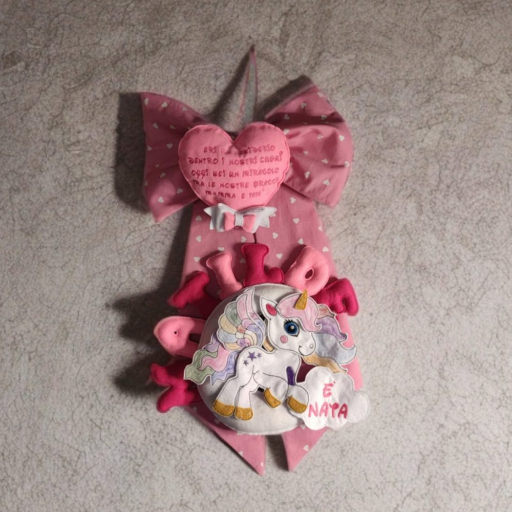 Fiocco Nascita Personalizzato - Unicorno Magico